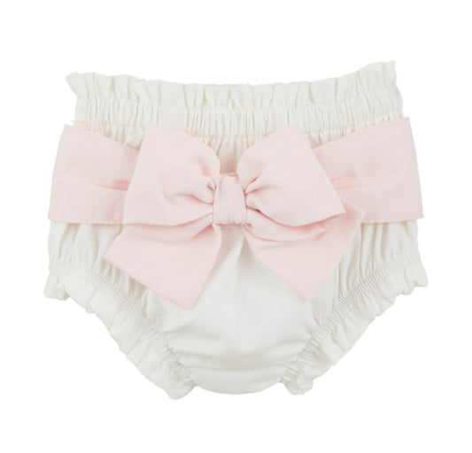 White with Pink Bow Diaper Cover