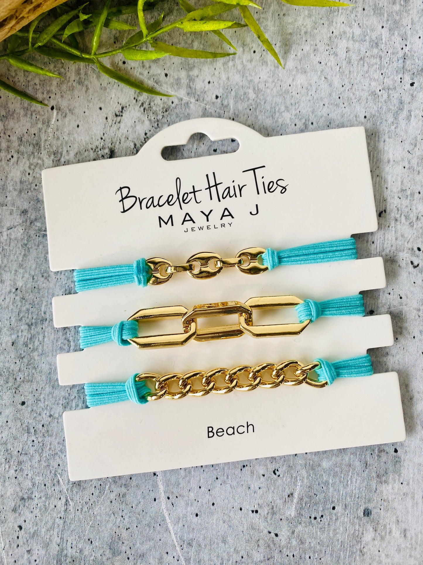 Teal Bracelet Hair Ties