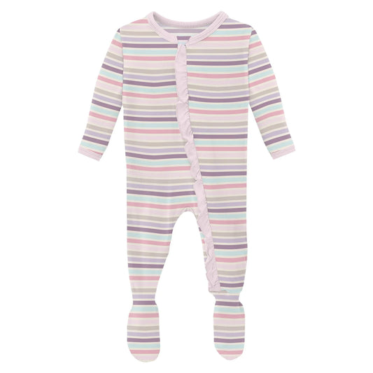Ice Cream Stripe Ruffle Footie