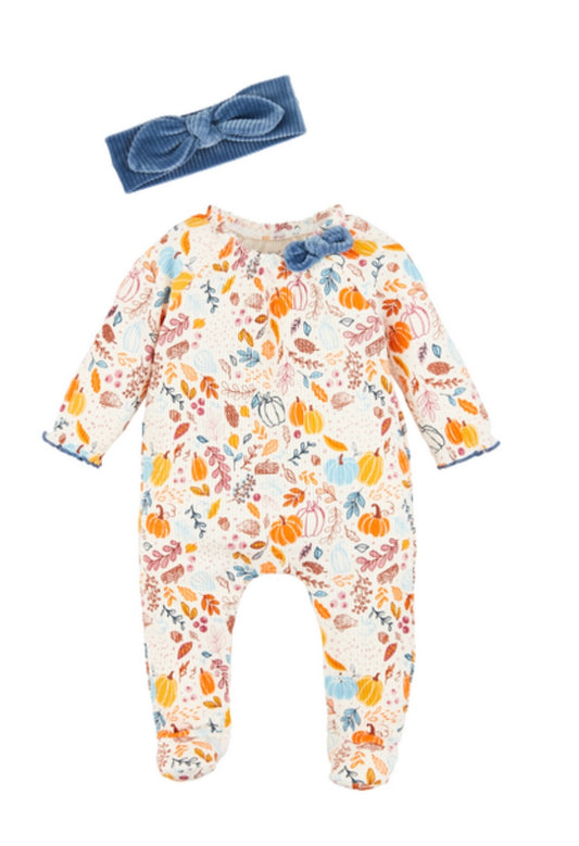 Pumpkin Floral Sleeper & Headband Set