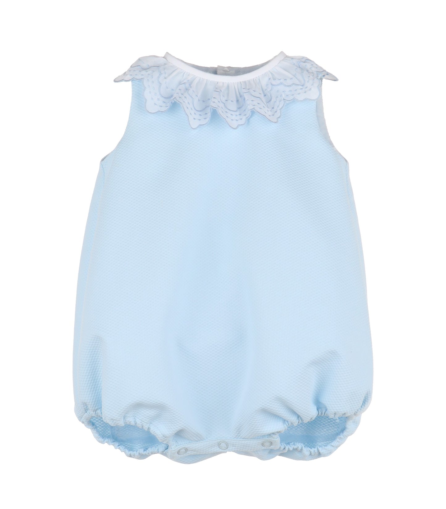 Blue Embroidered Ruffle Bubble