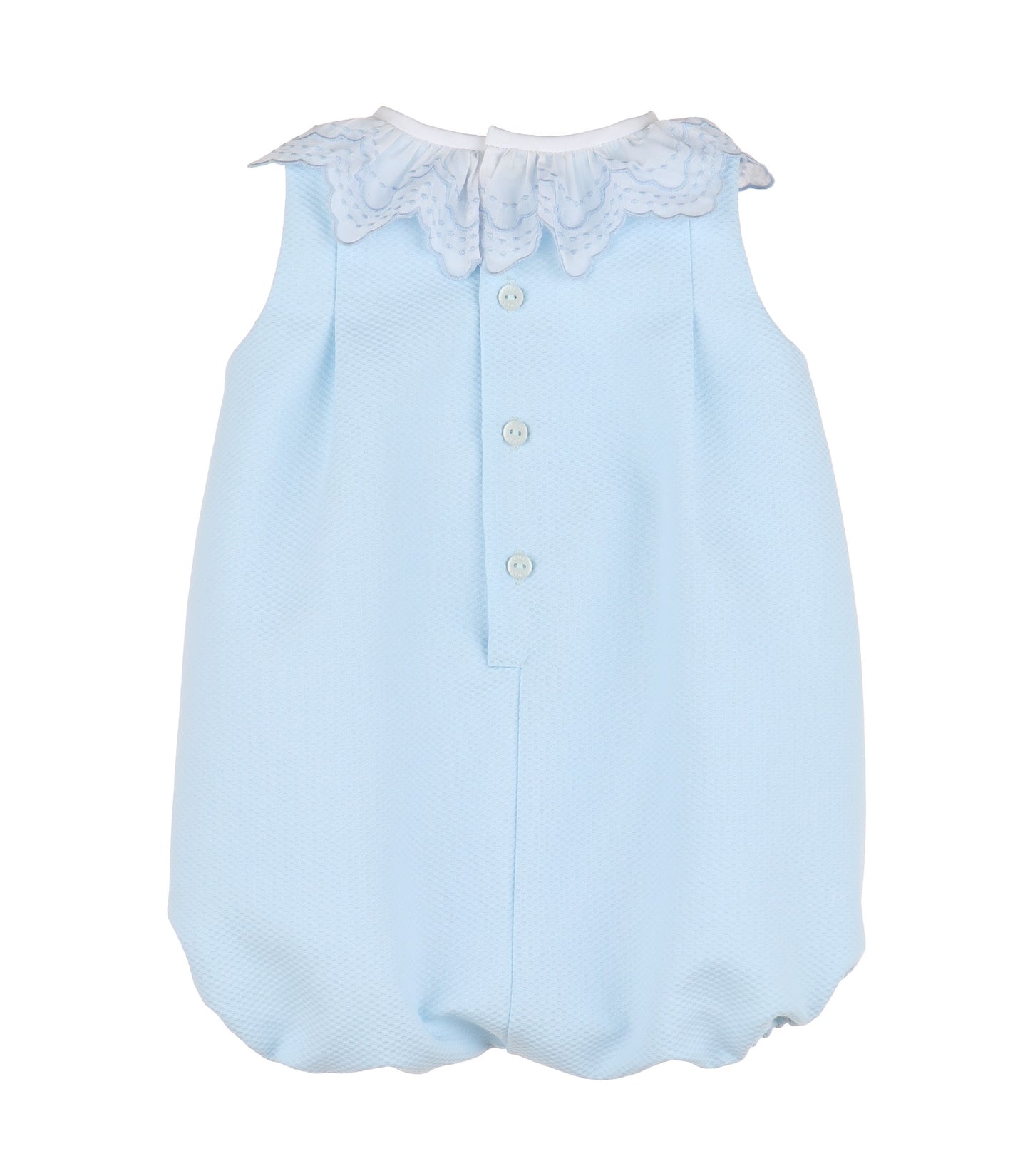 Blue Embroidered Ruffle Bubble