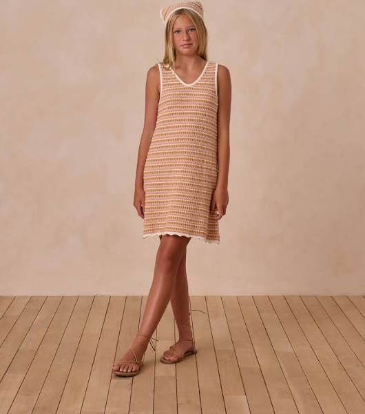 Pink Stripe Crochet Tank Dress