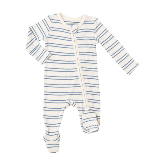 Anchor Stripe Zipper Footie
