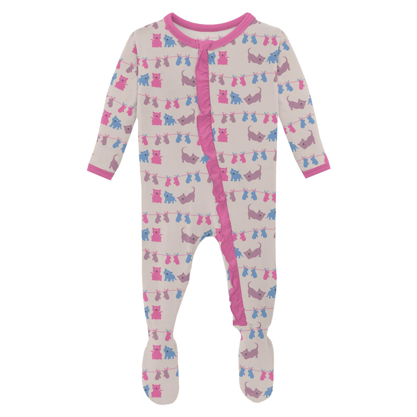 Latte 3 Little Kittens 2 Way Ruffle Footie