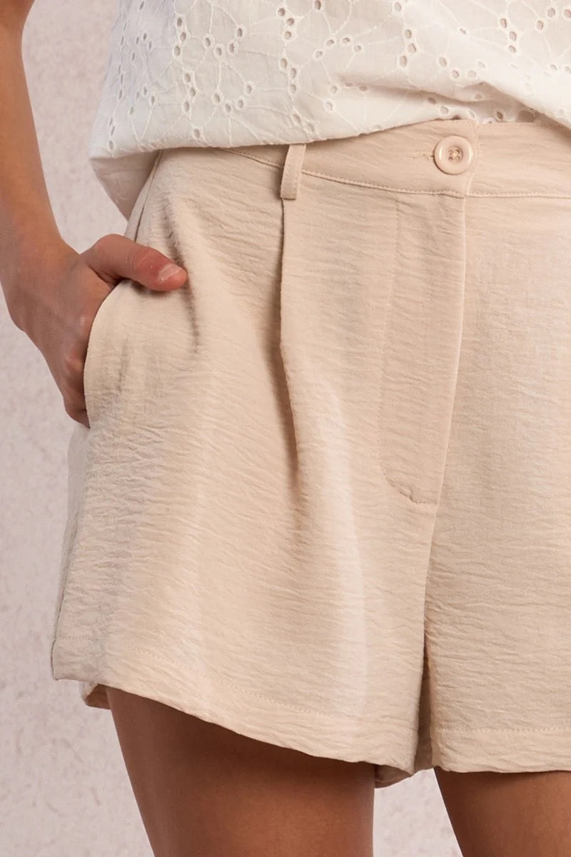 Cream Woven Shorts