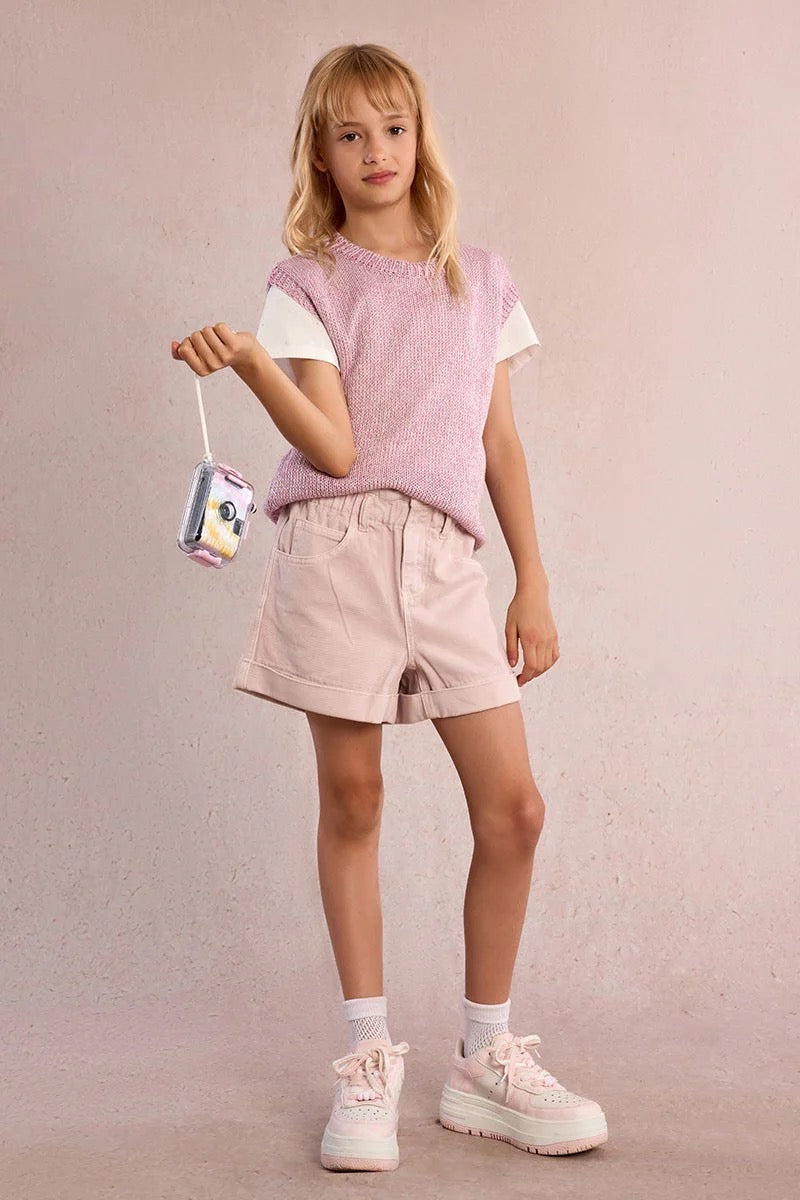 Pink Knitted Sleeveless Sweater
