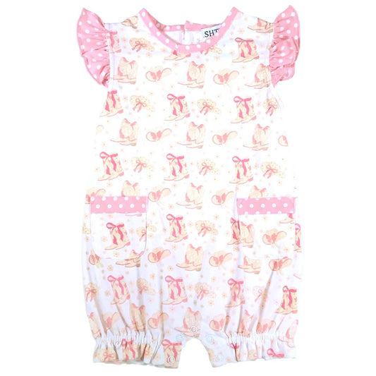 Cowboy Girl's Romper