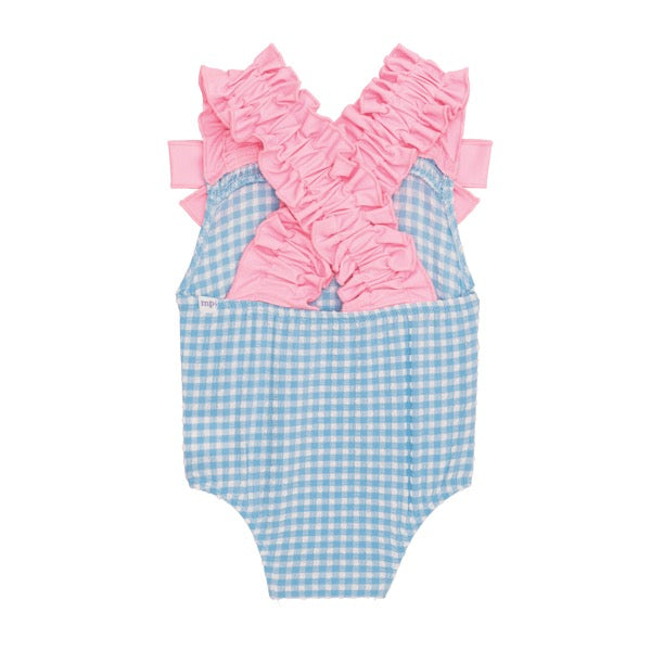 Blue Crinkle Checker Swimsuit
