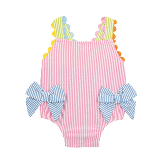 Seersucker Bow Swimsuit