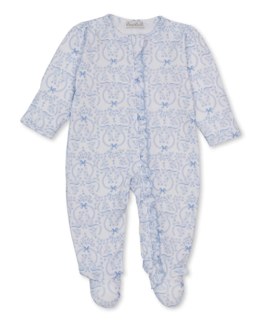 Light Blue Blooming Bows Zip Footie