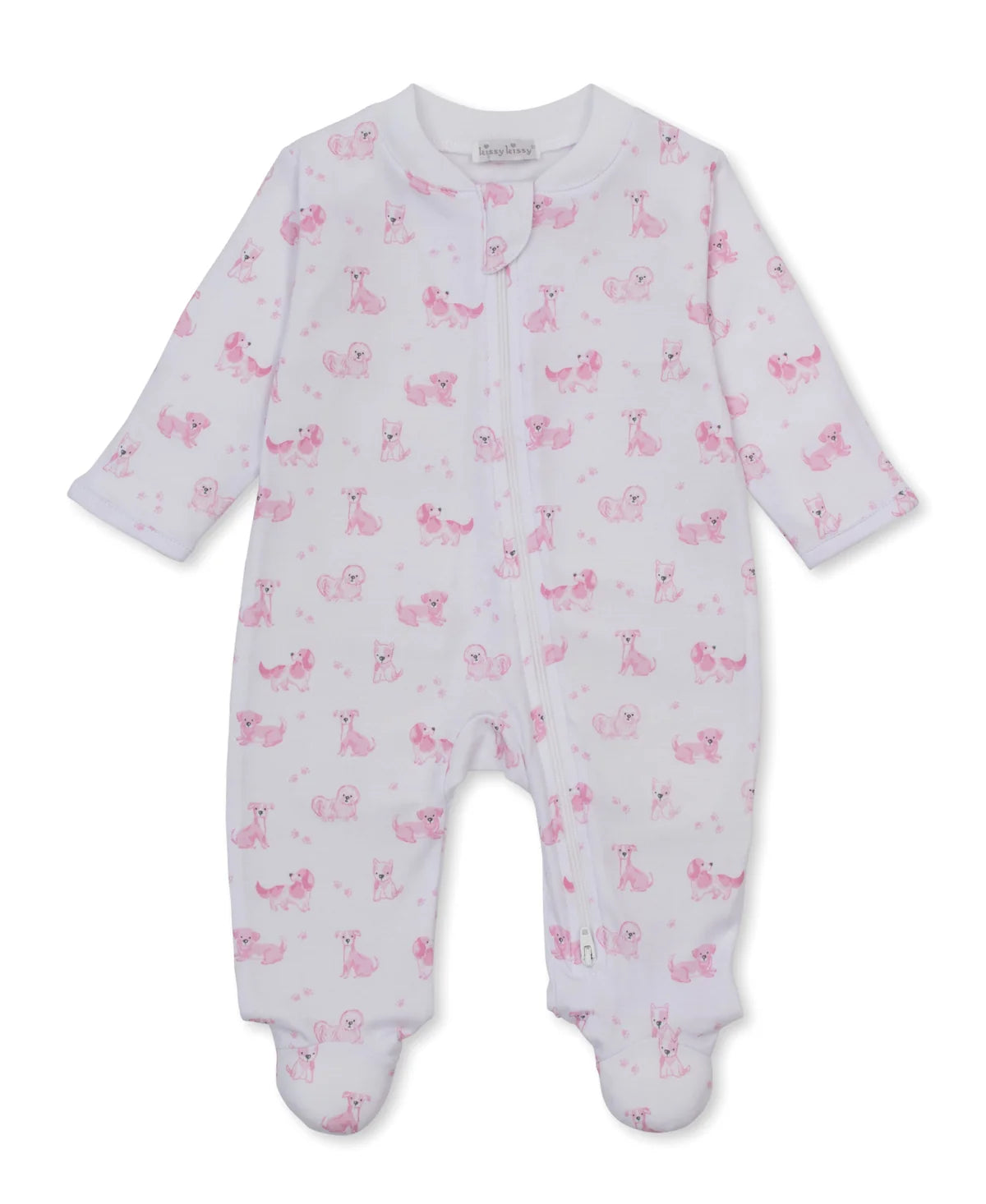 Puppy Paws Pink Zip Footie