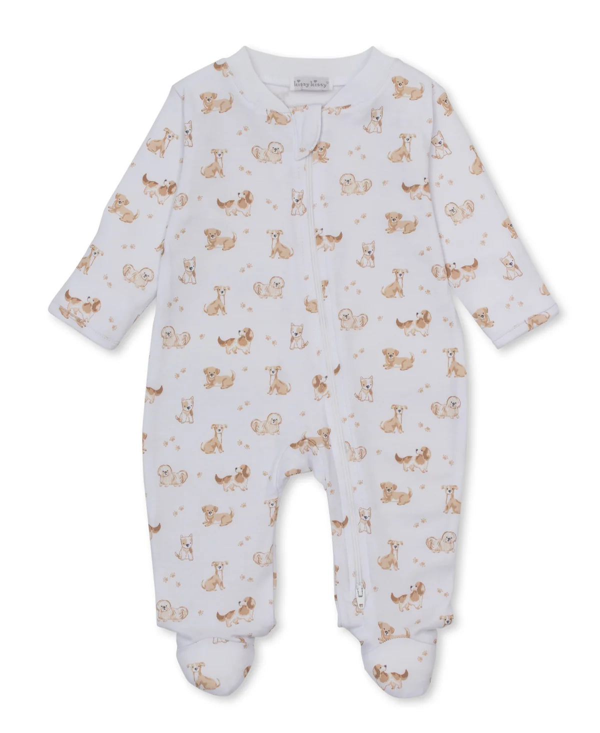 Puppy Paws Brown Zip Footie