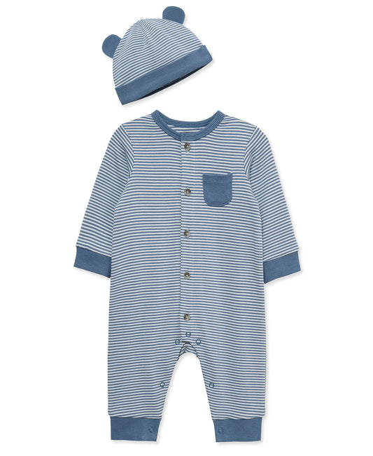 Navy Striped Coverall & Hat