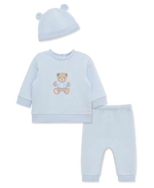 Blue Bear Quilt Set w/ Hat