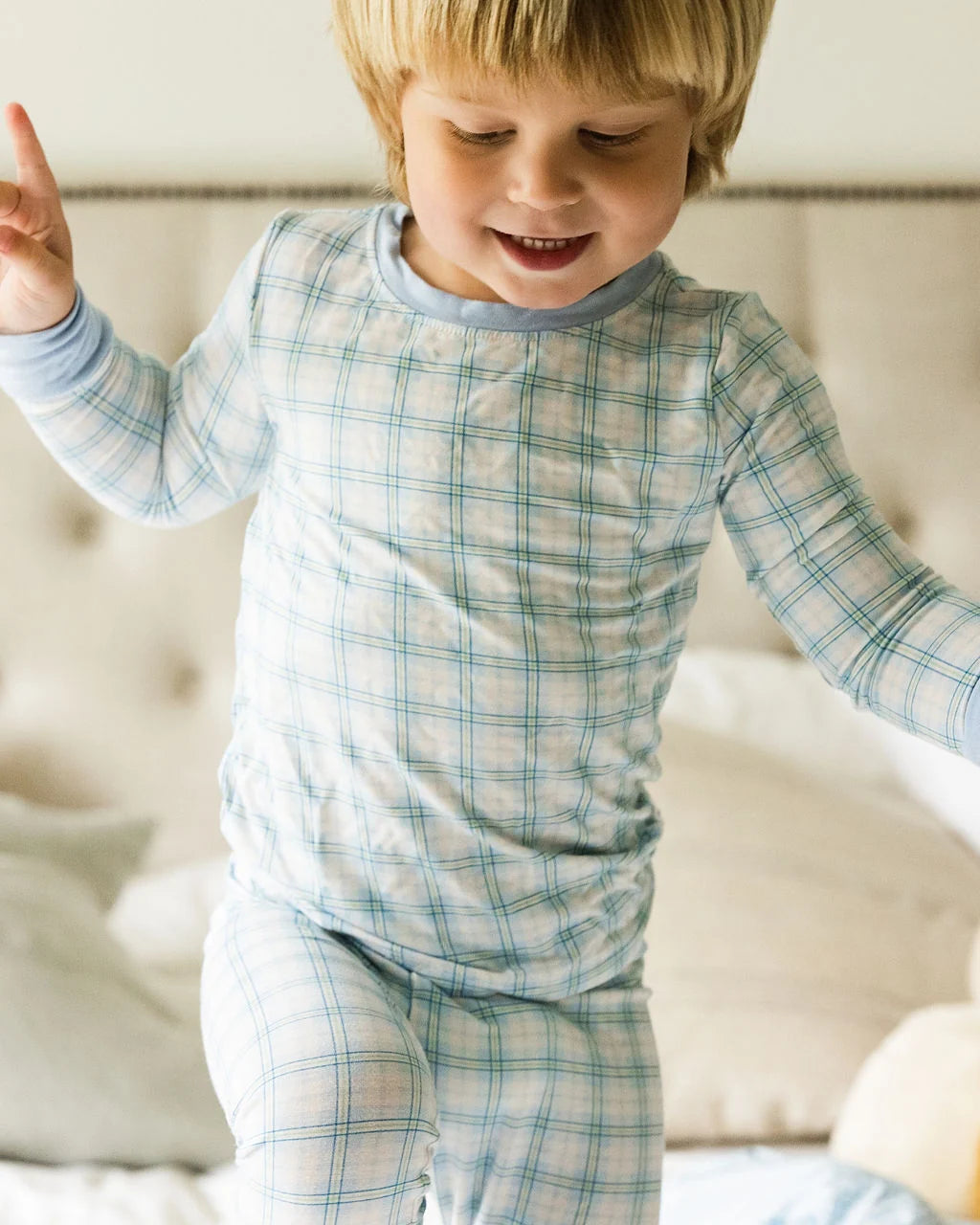 Blue Plaid 2-Piece Pajamas