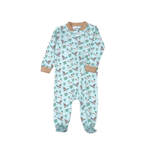Mallard Ducks Pima Zipper Footie