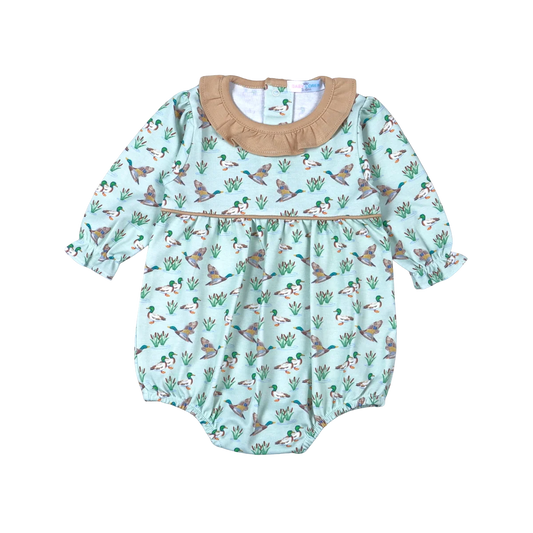 Mallard Ducks Pima Bubble w/ Ruffled Collar