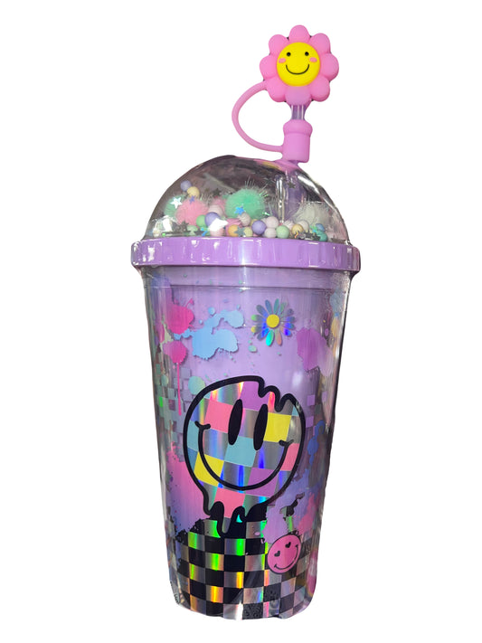 Crystal Cool Cup with Straw Topper, Cool Vibes