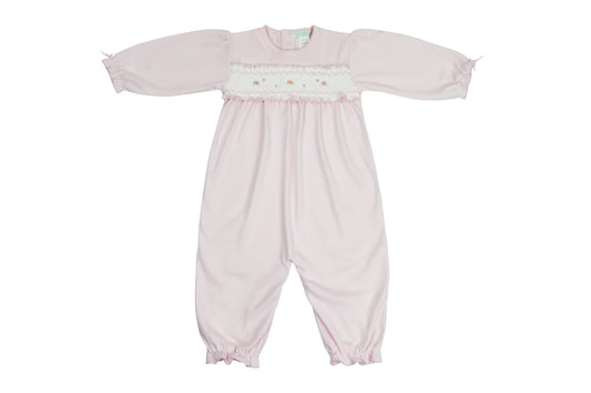Pink Hand Smocked Rosebuds Romper