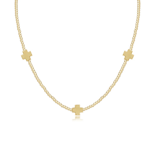 17" Choker Beaded - Signature Cross 2mm Gold - Gold