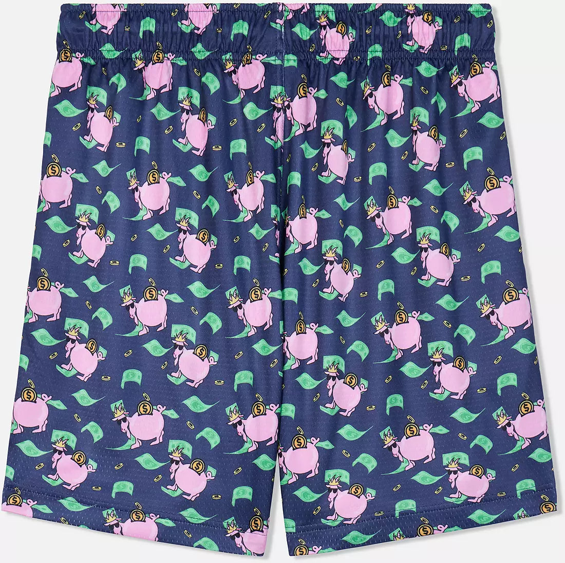 Piggy Bank Print Navy Mesh Shorts