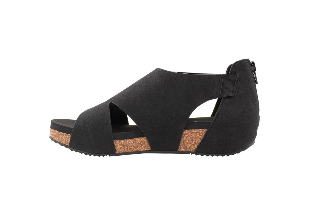 Barstow Faux Suede Sandal - Black