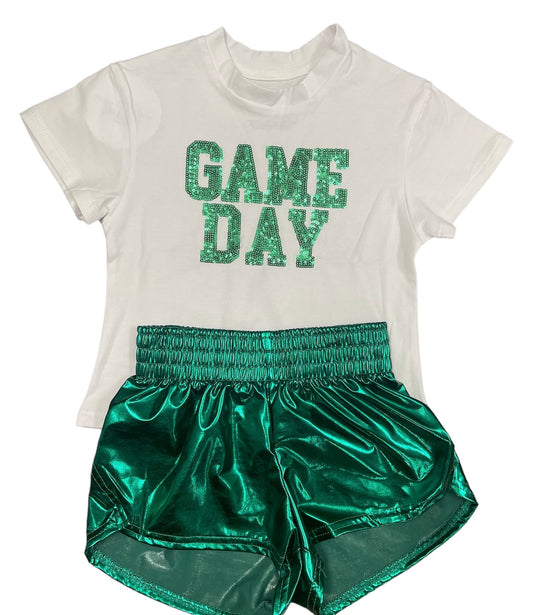 Green Sequin Game Day Tee