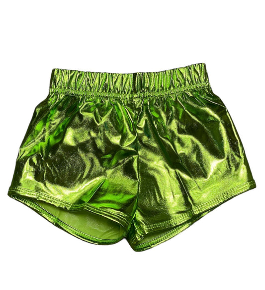 Lime Green Metallic Shorts