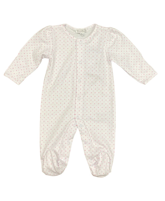 Pink Dot Button Footie