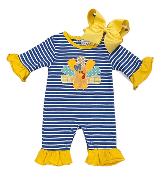 Turkey Appliqué Girls Romper