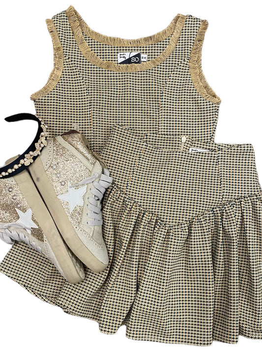 Beige/Green Print Skirt