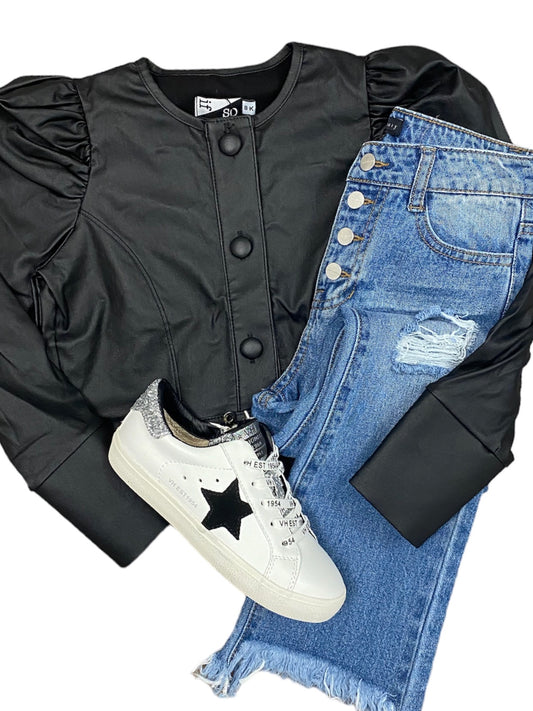 Black Puff Sleeve Jacket