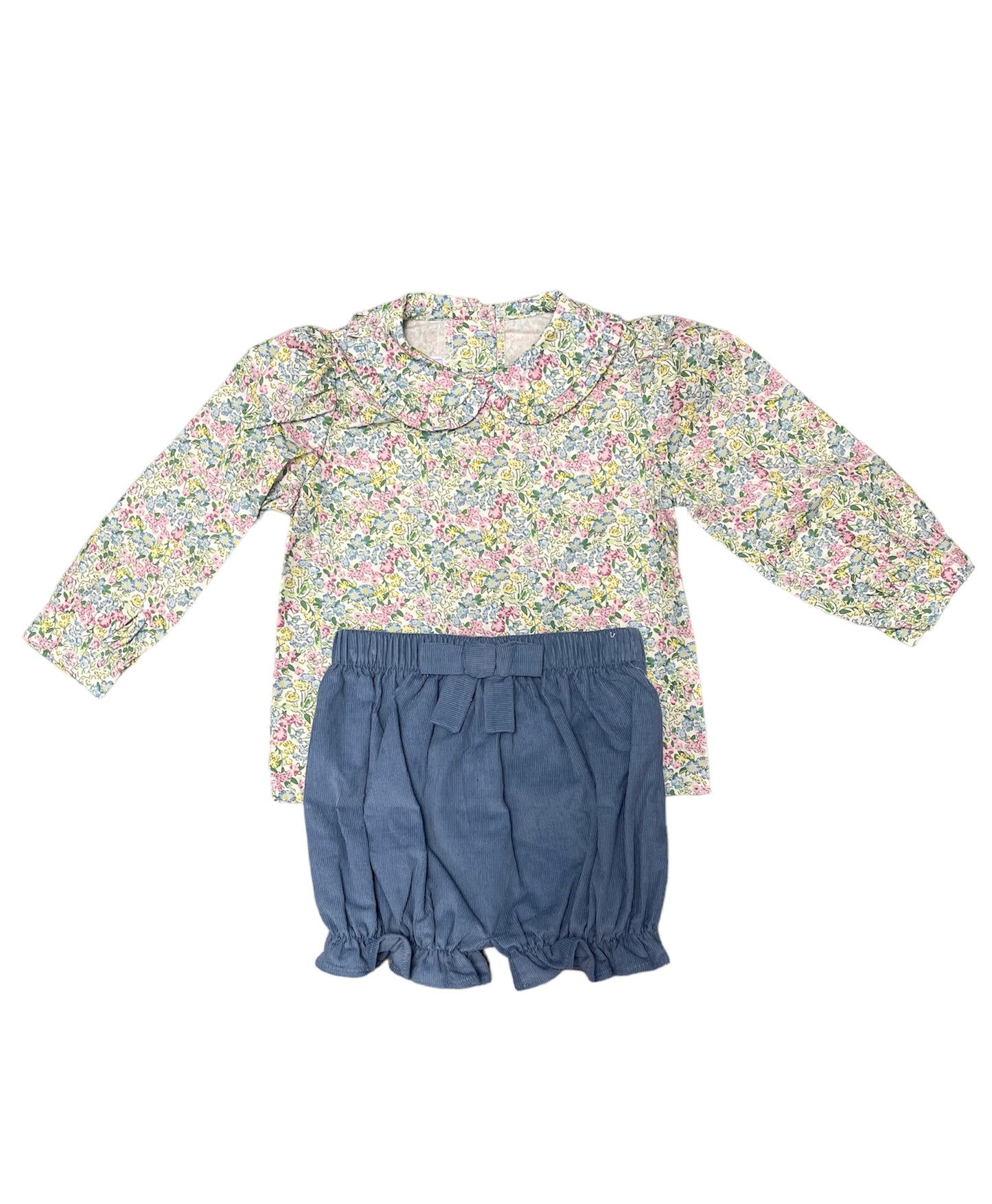 Stormy Blue Corduroy Bow Bloomer