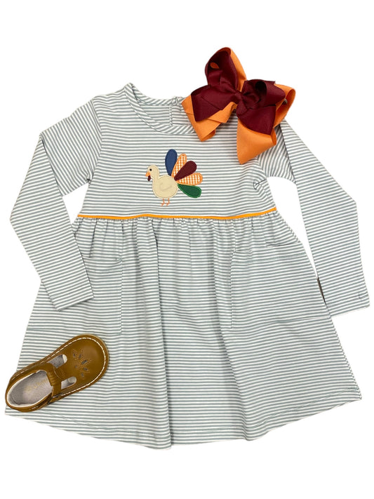 Sage Stripe Turkey Dress