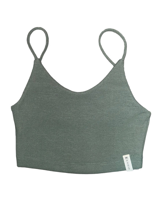 Olive Ribbed Bra Top