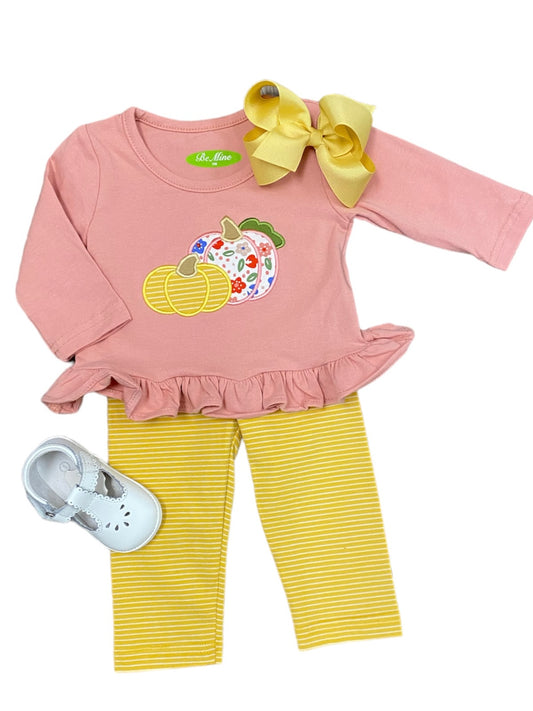 Blush Pumpkin Appliqué Pant Set