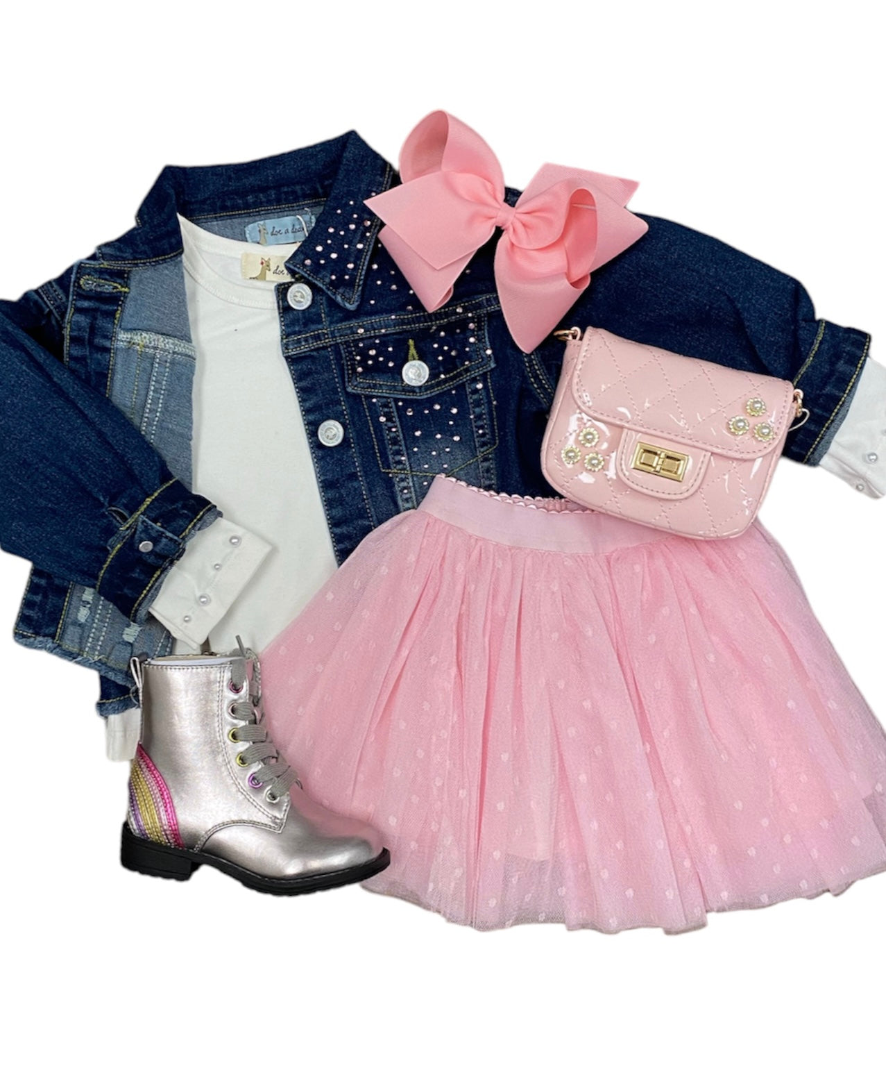 Pink Rhinestone Denim Jacket