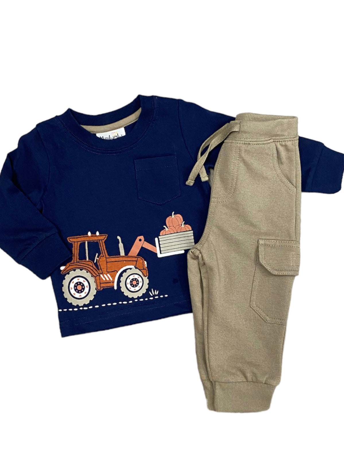 Navy/Tan Pumpkin Tractor Set