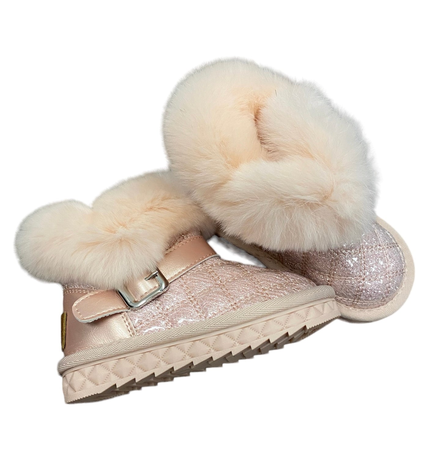 Pink Fur Trim Quilted Boot