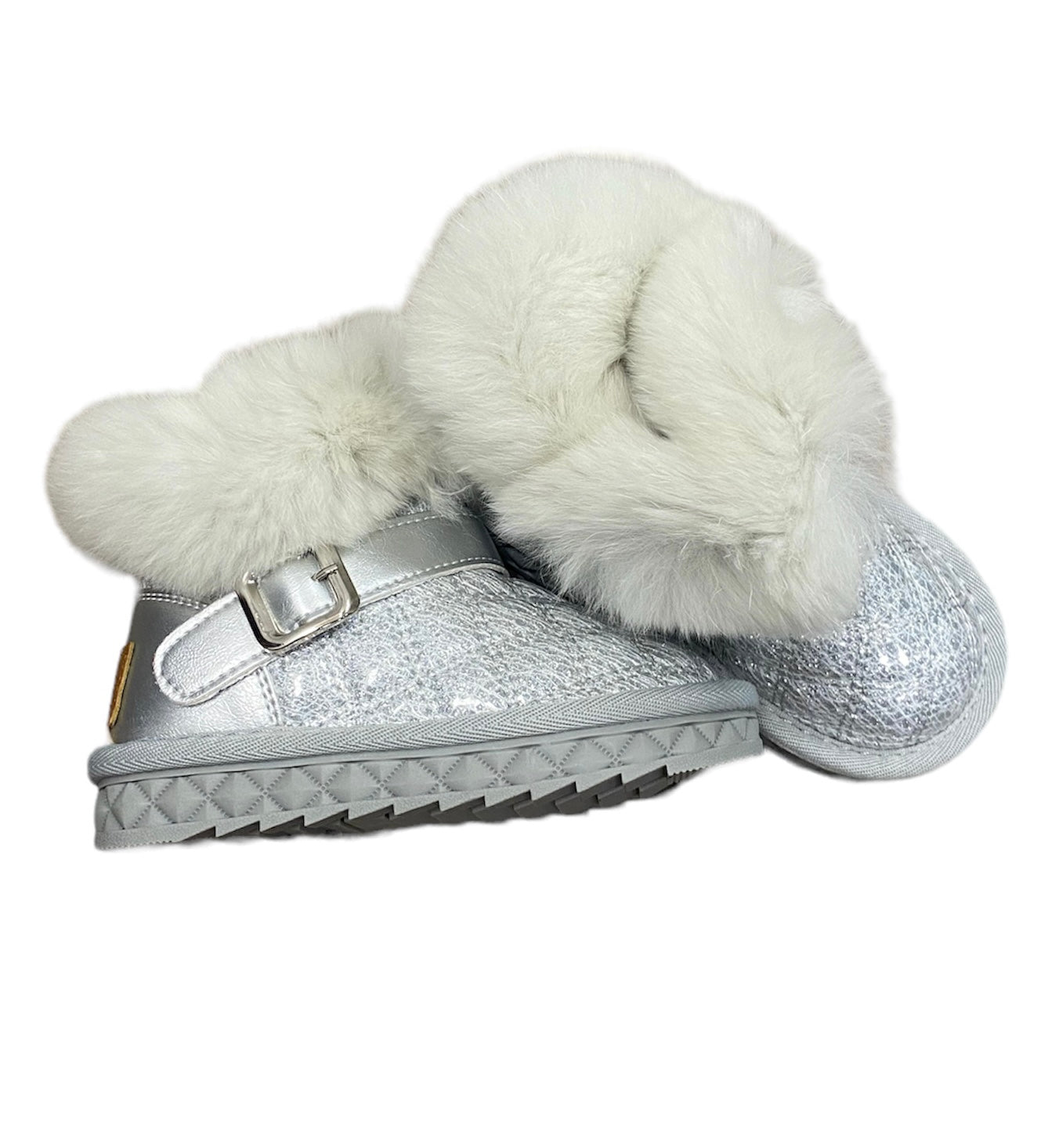 Silver Fur Trim Quilted Boot