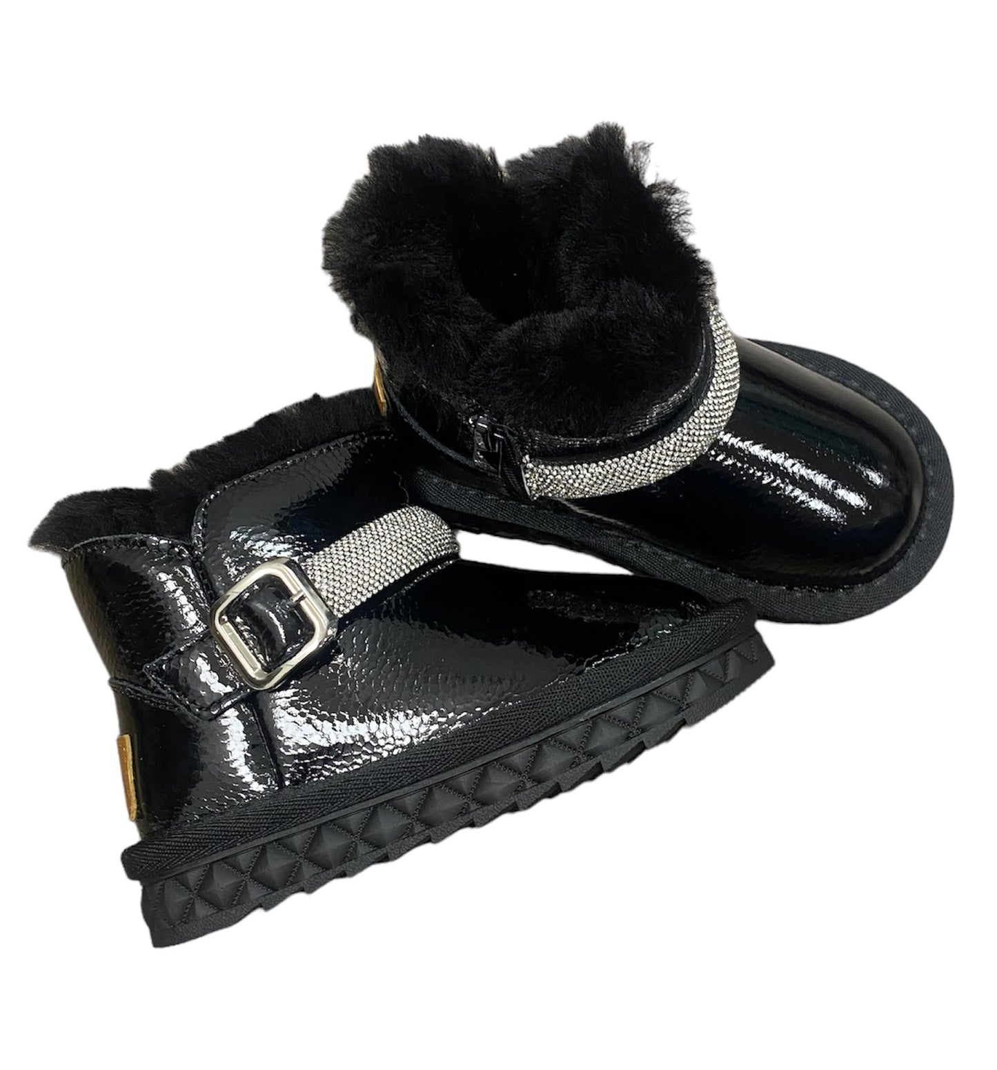 Black Bling Strap Boot