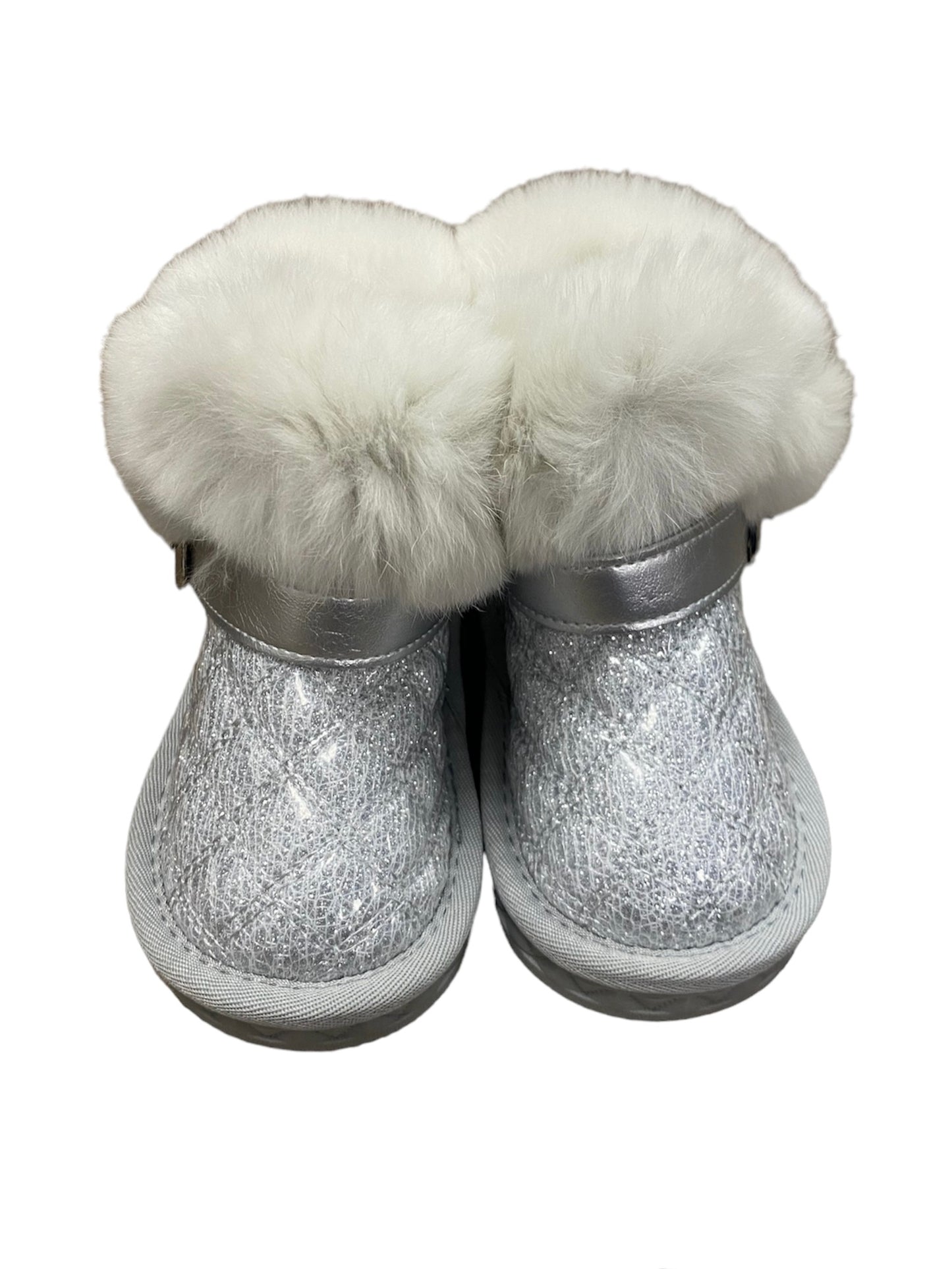 Silver Fur Trim Quilted Boot