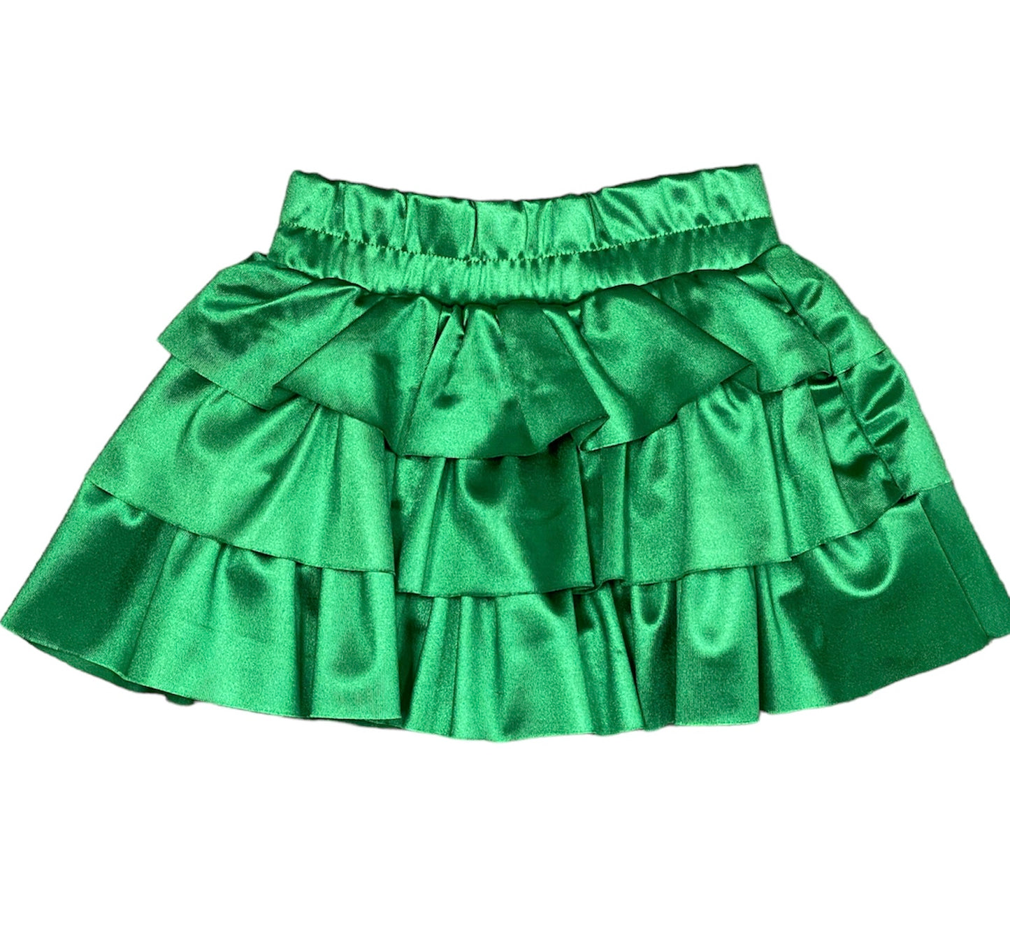 Satin Green Ruffle Skort