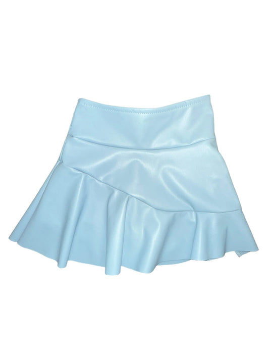 Blue Leather Zipper Skort