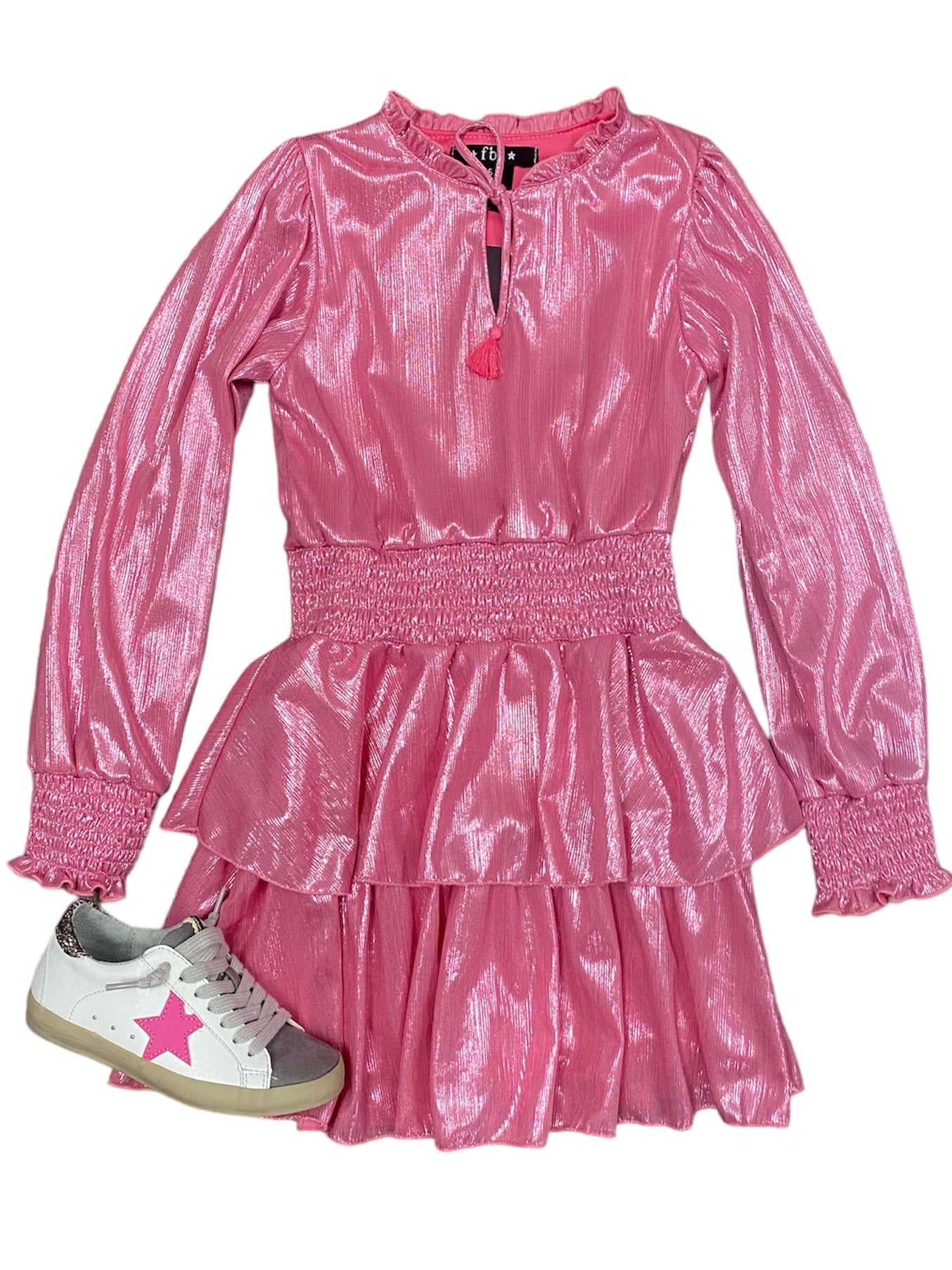Pink Metallic LS Dress