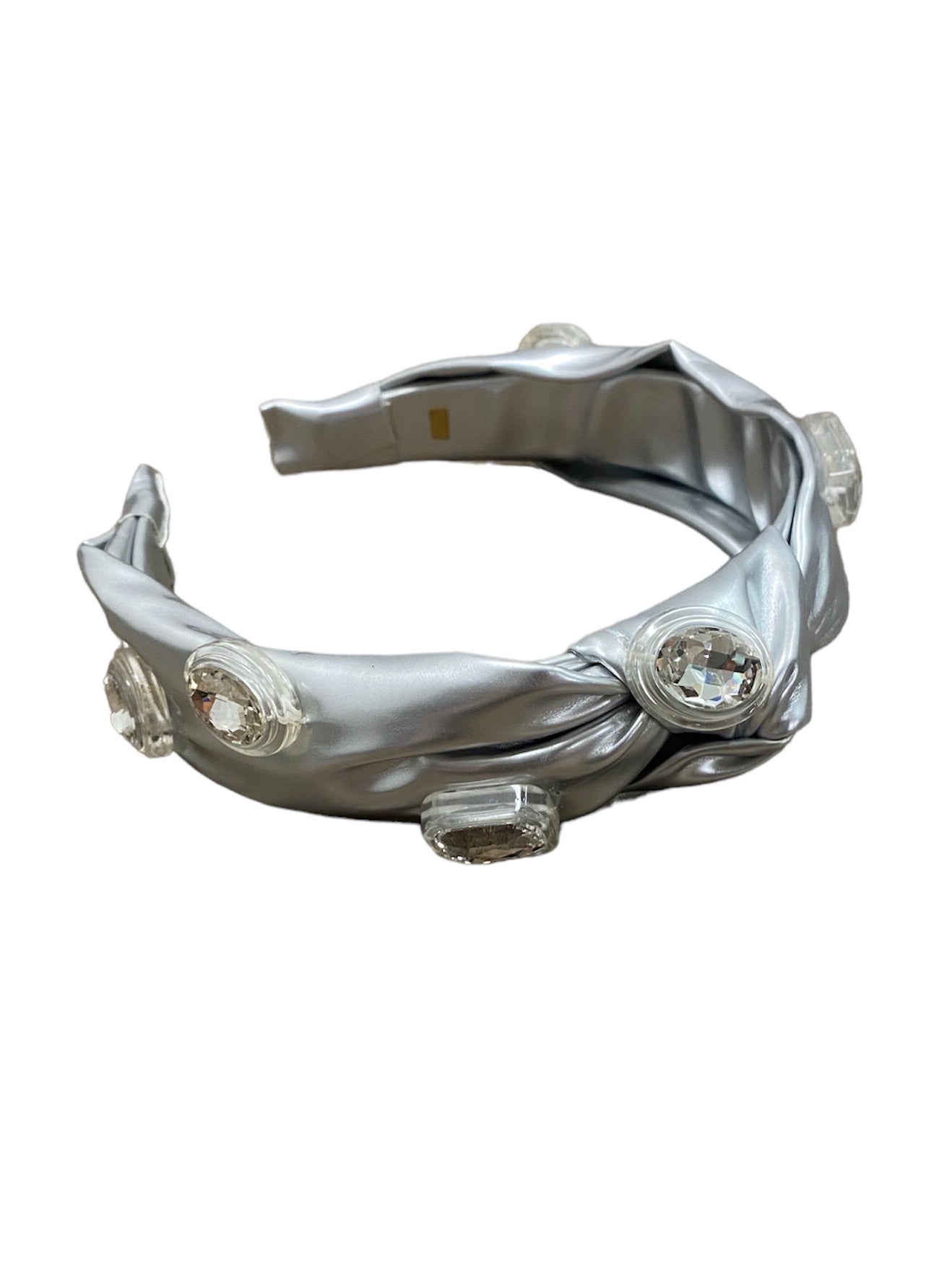 Silver Pleather Jeweled Headband