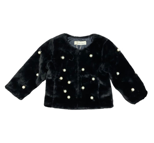 Pearl Stud Black Fur Coat