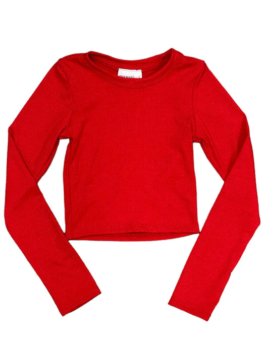 Red LS Ribbed Top