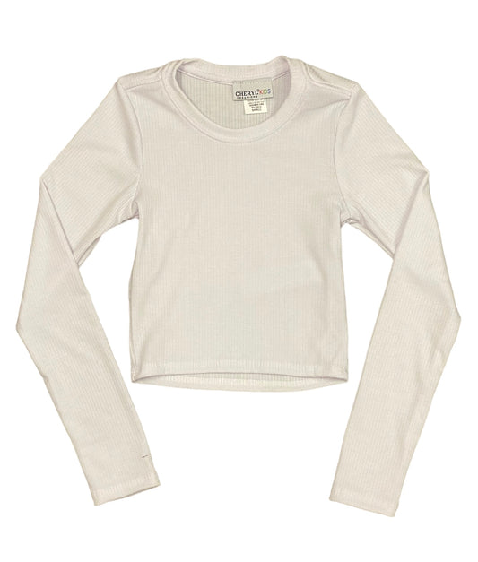White LS Ribbed Top